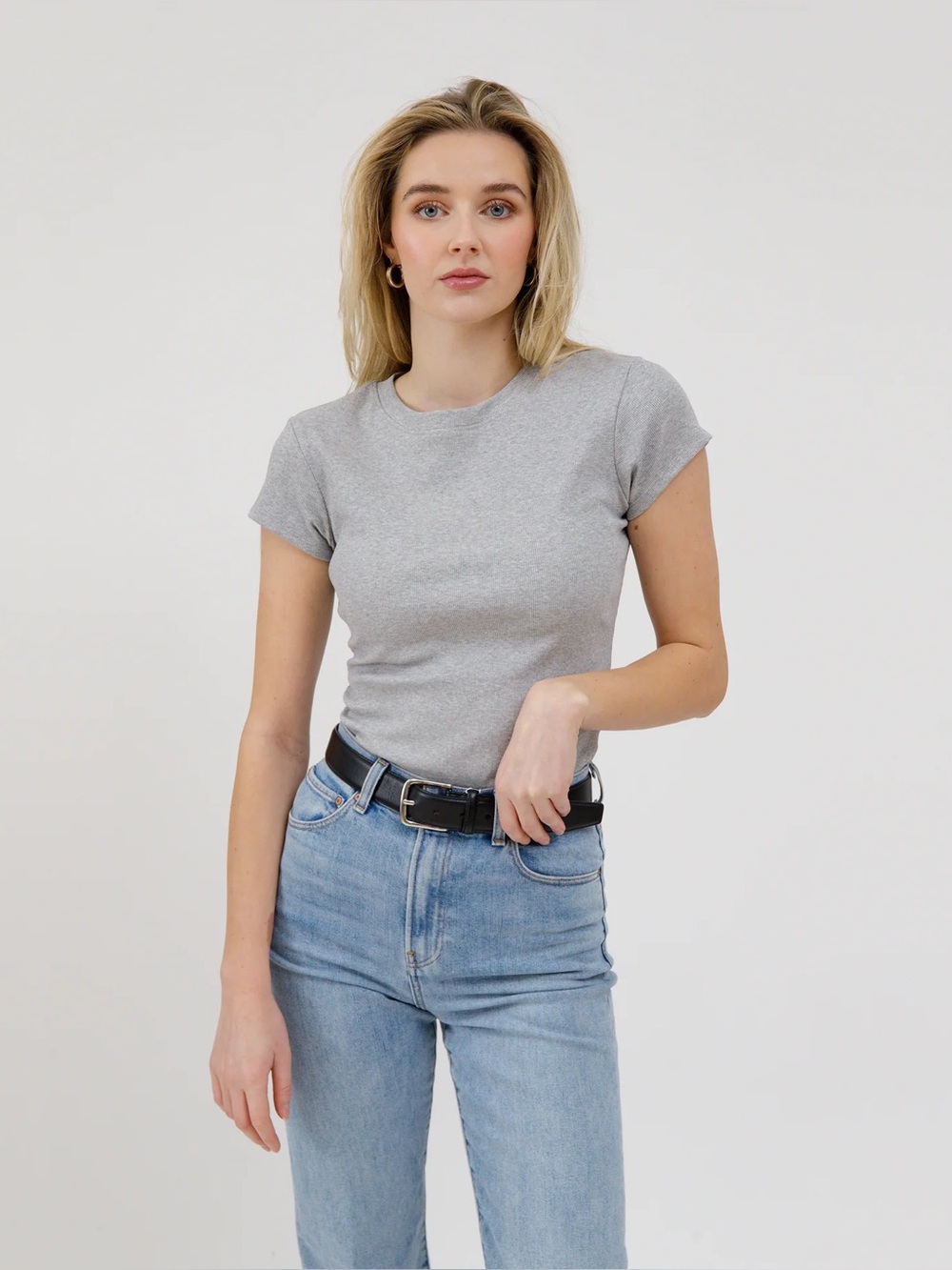 5. NWT Brunette the Label | Ribbed Grey T Shirt | L